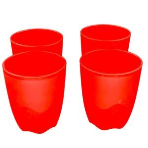 Tupperware Tumblers 1 Cup 8 Oz Red Small Cup Drinking Glass Plastic Set of Four